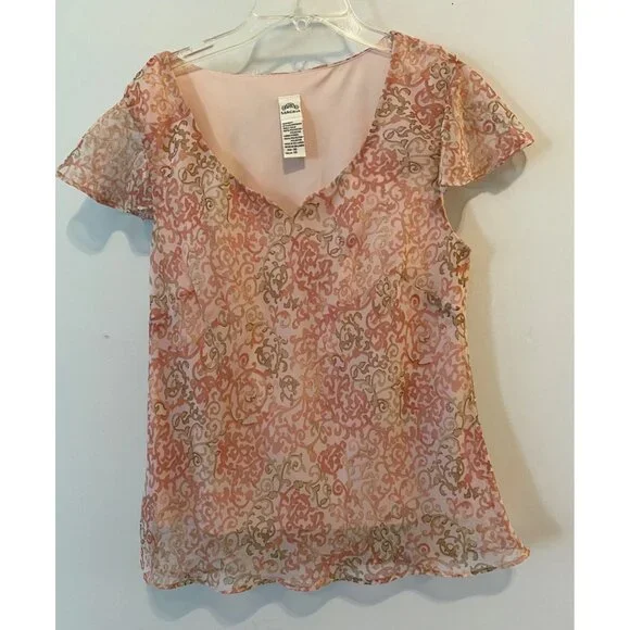 Sangria 2 pc Skirt Set Midi Ruffled Sheer Lined & Short Sleeve Top Size 10 - Picture 2 of 16